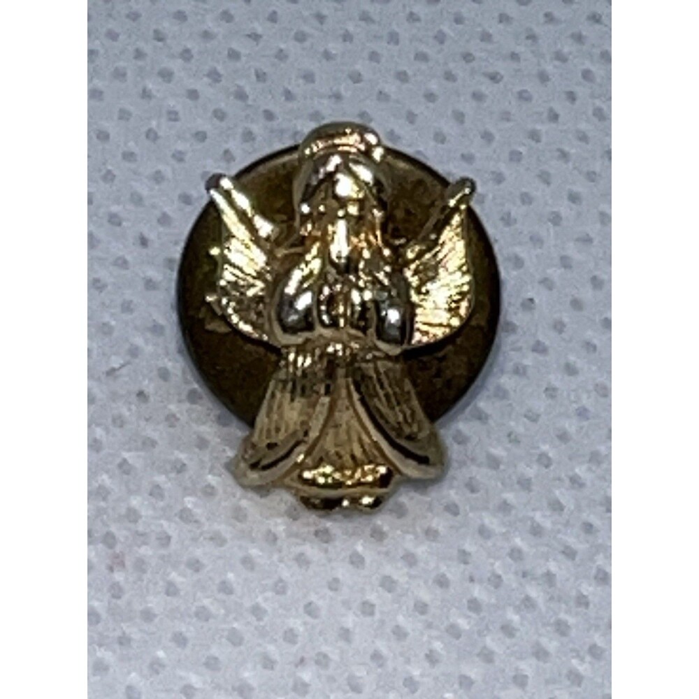 Vintage Robed Guardian Angel w/Halo Gold Tone Lapel Pins Tie Tack